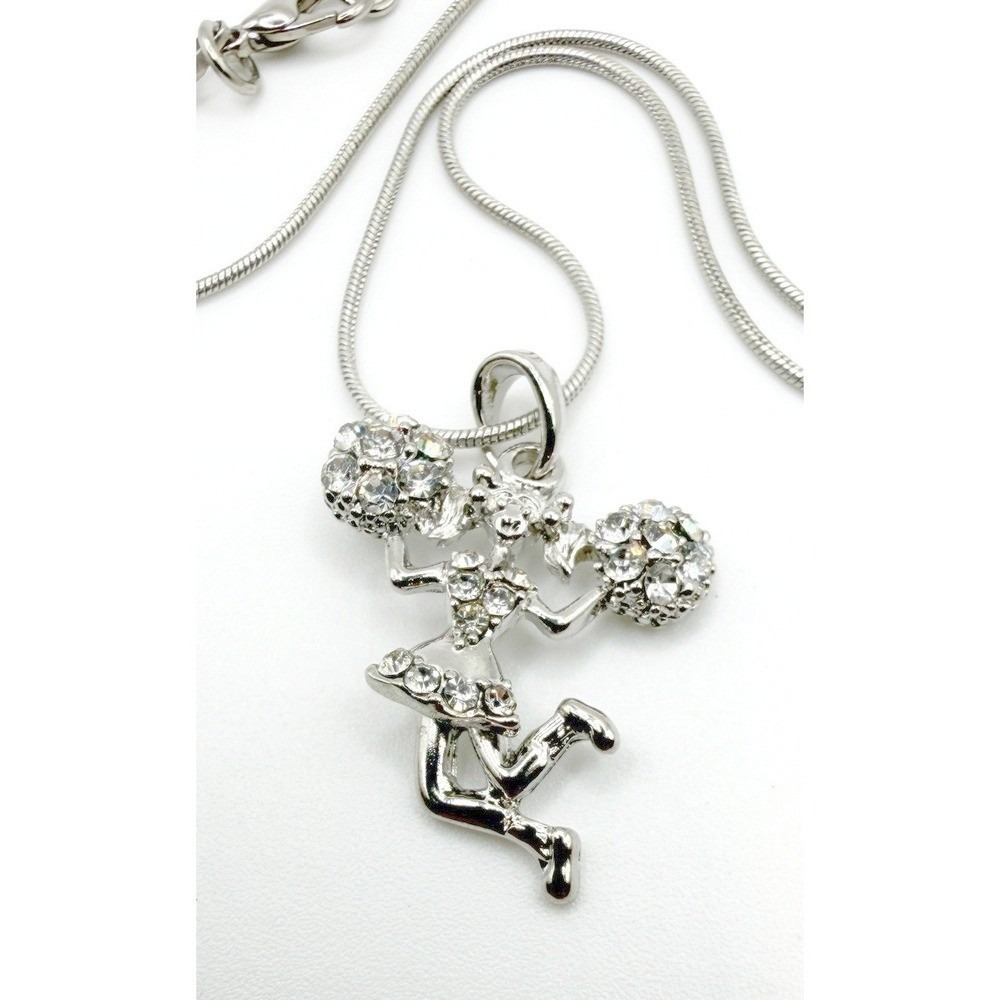 NEW‎ Cheerleader Charm Necklace Articulated Clear Rhinestone Spirit Gift